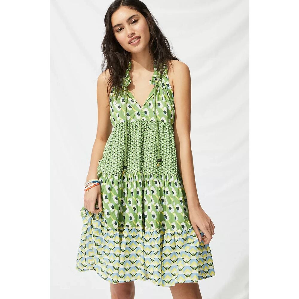 Tuckernuck Ro's Garden Short Sofia Ruffle Dress Phoenix Green XS New w/Tags